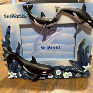 SEA WORLD Adventure Parks 3D Photo Picture Frame 4x6 Killer Whales w/ Waves Orca